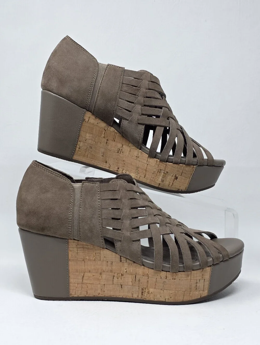 Chocolat Blu Web Antigua Wedge Sandal Taupe Slip On Women’s Size 6.5 Boho
